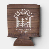 ファミリーキャビン素朴ダークウッドパーソナライズされた 缶クーラー (裏面)