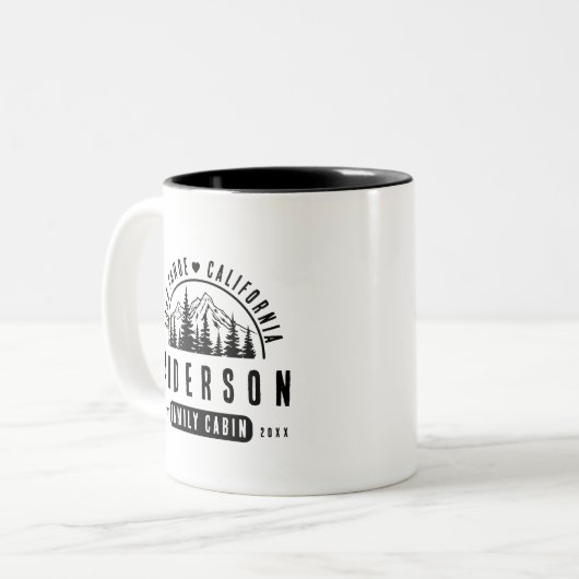 ファミリーキャビン素朴マウンテンロッジ |木目の効果 ツートーンマグカップ (正面左)