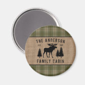 ファミリーキャビン素朴ムースパイングリーンプラディッドバーラップ マグネット (正面/裏面)