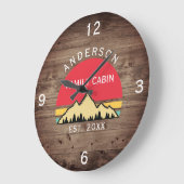 ファミリーキャビン素朴レトロツリーズファミリー名 ラージ壁時計 (傾斜)