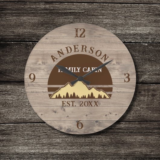 ファミリーキャビン素朴レトロツリーズファミリー名 ラージ壁時計
