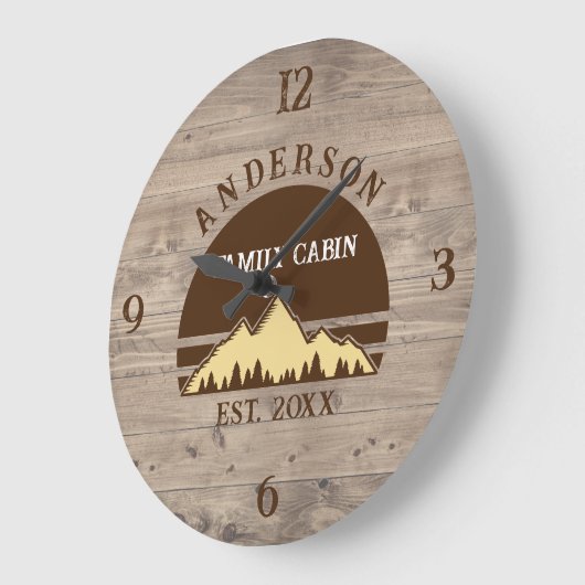 ファミリーキャビン素朴レトロツリーズファミリー名 ラージ壁時計 (傾斜)