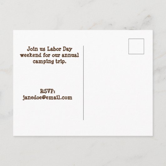 ファミリーキャンピングトリップグリーンリーフ懇親会招待状 ポストカード (裏面)