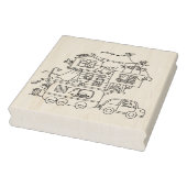 ファミリーキャンピングトレーラーカラーリングページ ラバースタンプ (スタンプ)