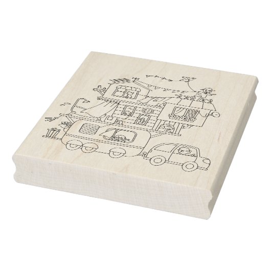 ファミリーキャンピングトレーラーカラーリングページ ラバースタンプ (スタンプ)