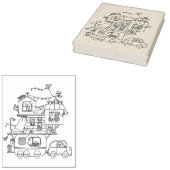 ファミリーキャンピングトレーラーカラーリングページ ラバースタンプ (押印)