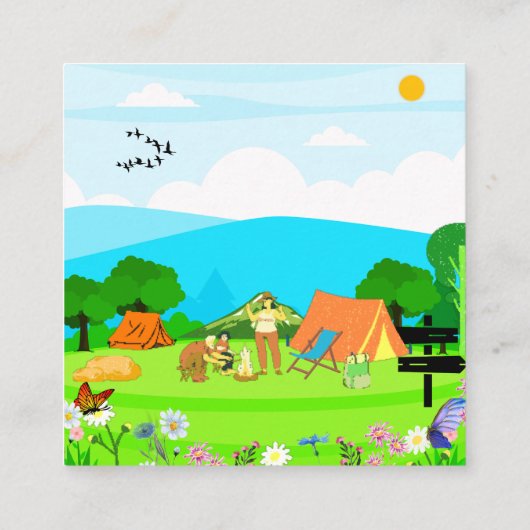 ファミリーキャンピングプロモーションカード自然インスパイア- スクエア名刺 (裏面)