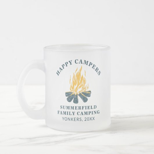 ファミリーキャンピングマッチングRVトリップハッピーキャンパーママ フロストグラスマグカップ (左)