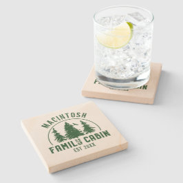 ファミリーキャ素朴ビンの木ファミリー名グリーン ストーンコースター