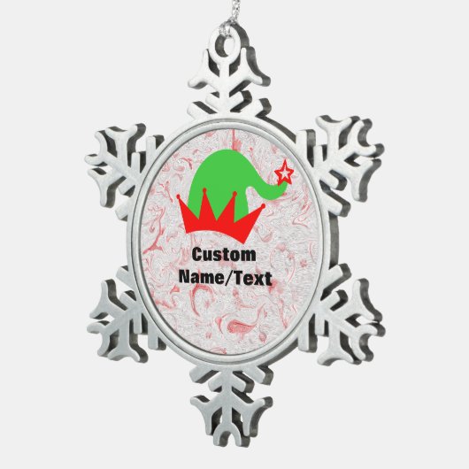 ファミリーキープセイクオーナメントを作成、サンタをパーソナライズ スノーフレークピューターオーナメント (右)