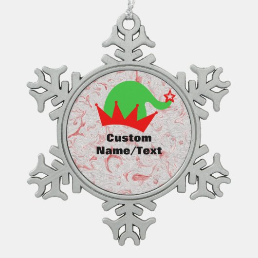 ファミリーキープセイクオーナメントを作成、サンタをパーソナライズ スノーフレークピューターオーナメント (正面)
