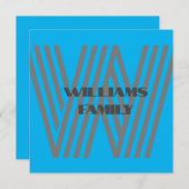 ファミリーギフトブルーグレーモノグラムの招待状 招待状 (正面/裏面)