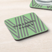 ファミリーギフトミントグリーングレーモノグラム コースター (左側)