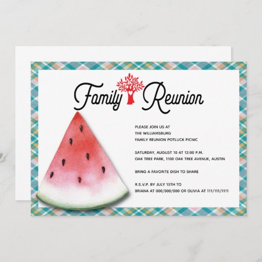 ファミリーギャザリング懇親会ピクニック 招待状 (正面/裏面)