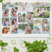 ファミリーギャラリーフォトコラージュ31写真白 キッチンタオル (折り畳み)