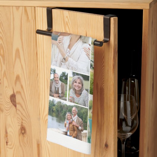 ファミリーギャラリーフォトコラージュ31写真白 キッチンタオル (三つ折り)