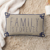 ファミリークォーターベージュリフェイクネン&ブルーフレーム2 ランバークッション (ブランケット)