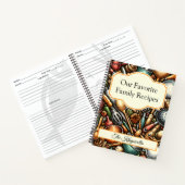 ファミリークックブックヴィンテージさびたパタパーソナライズされたーン ノートブック (内部)