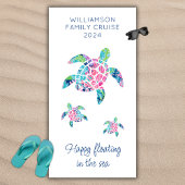 ファミリークパーソナライズされたルーズバケーションウミガメ ビーチタオル