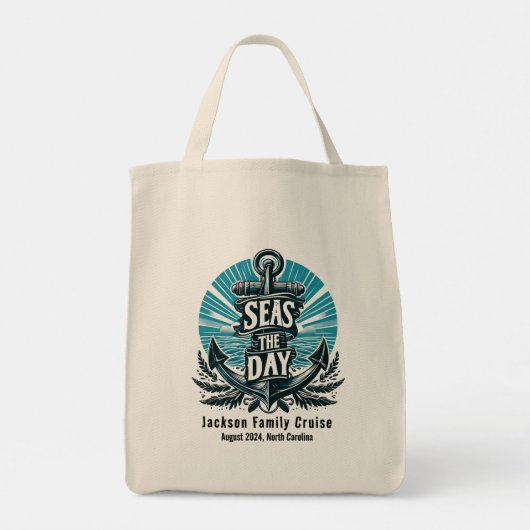 ファミリークパーソナライズされたルーズバケーションシーズザデイ トートバッグ (裏面)