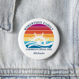 ファミリークパーソナライズされたルーズレトロサンセットシップホイール 缶バッジ