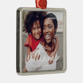 ファミリークリシンプルスマスハッピーホリデーカスタムフォト メタルオーナメント (右)