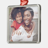 ファミリークリシンプルスマスハッピーホリデーカスタムフォト メタルオーナメント (左)