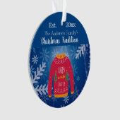 ファミリークリスマスの年間醜いセーター赤い青 オーナメント (正面)