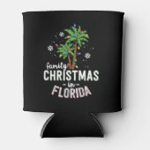 ファミリークリスマスインフロリダパームツリーズクリスマスビーチ 缶クーラー (正面)