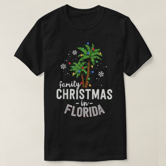 ファミリークリスマスインフロリダパームツリーズクリスマスビーチ Tシャツ (デザイン正面)