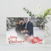 ファミリークリスマスオーナメントホリデーフォトカード シーズンカード (スタンド正面)