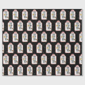 ファミリークリスマスキャンディーケーンギフトラベル ラッピングペーパー (フラット)