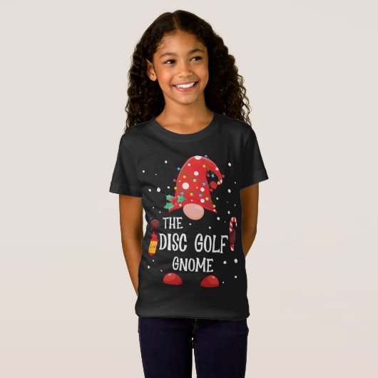 ファミリークリスマスグノームにマッチするディスクゴルフ格言 Tシャツ (正面フル)