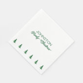 ファミリークリスマスグリーンウォーターカラーパインツリー スタンダードランチョンナプキン (角)