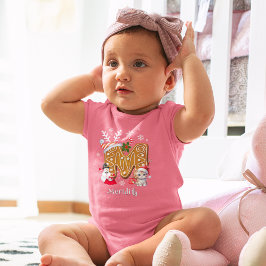 ファミリークリスマスサンタハットジンジャーブレッドアルファベットM ベビーボディスーツ