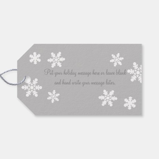 ファミリークリスマスシルバーグレーフォトスノーフレークH ギフトタグ (裏面横)