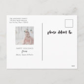 ファミリークリスマスシンプルフォトモダンかわいい子どもたち シーズンポストカード (裏面)