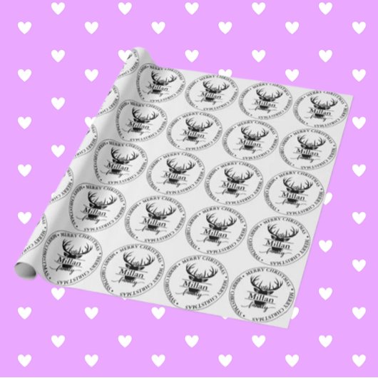 ファミリークリスマススプリットモノグラムテーマ ラッピングペーパー