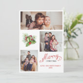 ファミリークリスマススリーフォトコラージホリデーカード 招待状 (スタンド正面)