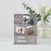 ファミリークリスマスダフェイクークウッドフォトモノグラム ポストカード (スタンド正面)