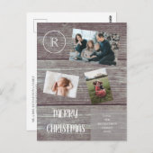 ファミリークリスマスダフェイクークウッドフォトモノグラム ポストカード (正面/裏面)