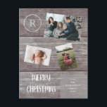 ファミリークリスマスダフェイクークウッドフォトモノグラム ポストカード<br><div class="desc">このかわいいクリスマスの木の写真とモノグラムのはがきと一緒に、聖降誕祭お目出とう、写真集を送って。</div>
