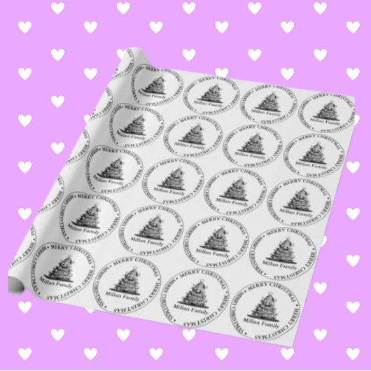 ファミリークリスマスツリーテーマ ラッピングペーパー