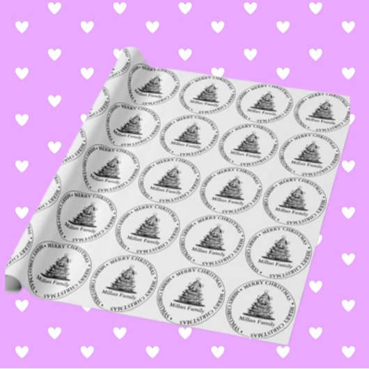 ファミリークリスマスツリーテーマ ラッピングペーパー
