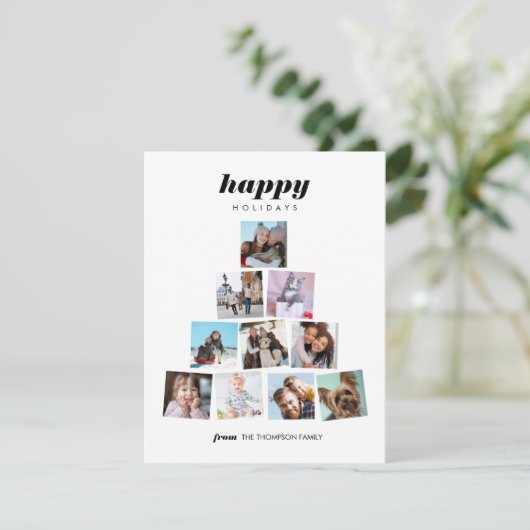 ファミリークリスマスツリー写真コラージホリデーカード 招待状 (スタンド正面)