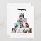 ファミリークリスマスツリー写真コラージホリデーカード 招待状 (正面/裏面)