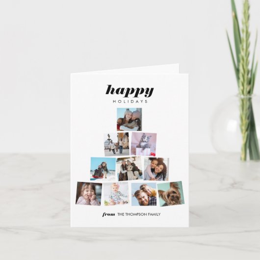 ファミリークリスマスツリー写真コラージュホリデー カード (正面)
