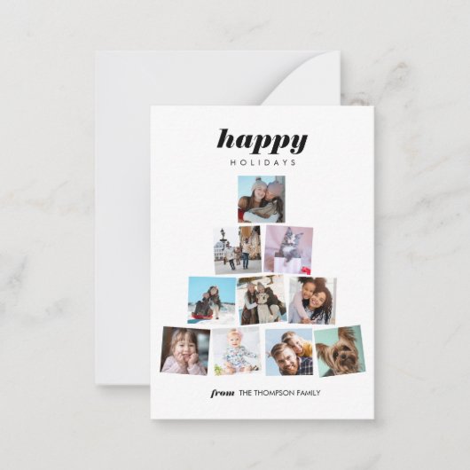 ファミリークリスマスツリー写真コラージュホリデー ノートカード (正面)