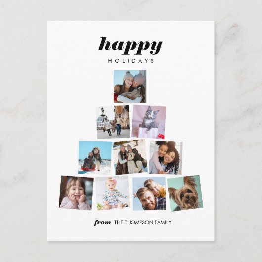ファミリークリスマスツリー写真コラージュホリデー ポストカード (正面)