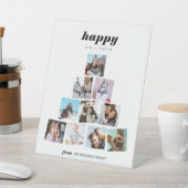 ファミリークリスマスツリー写真コラージュホリデー 台座サイン (インサイチュ)